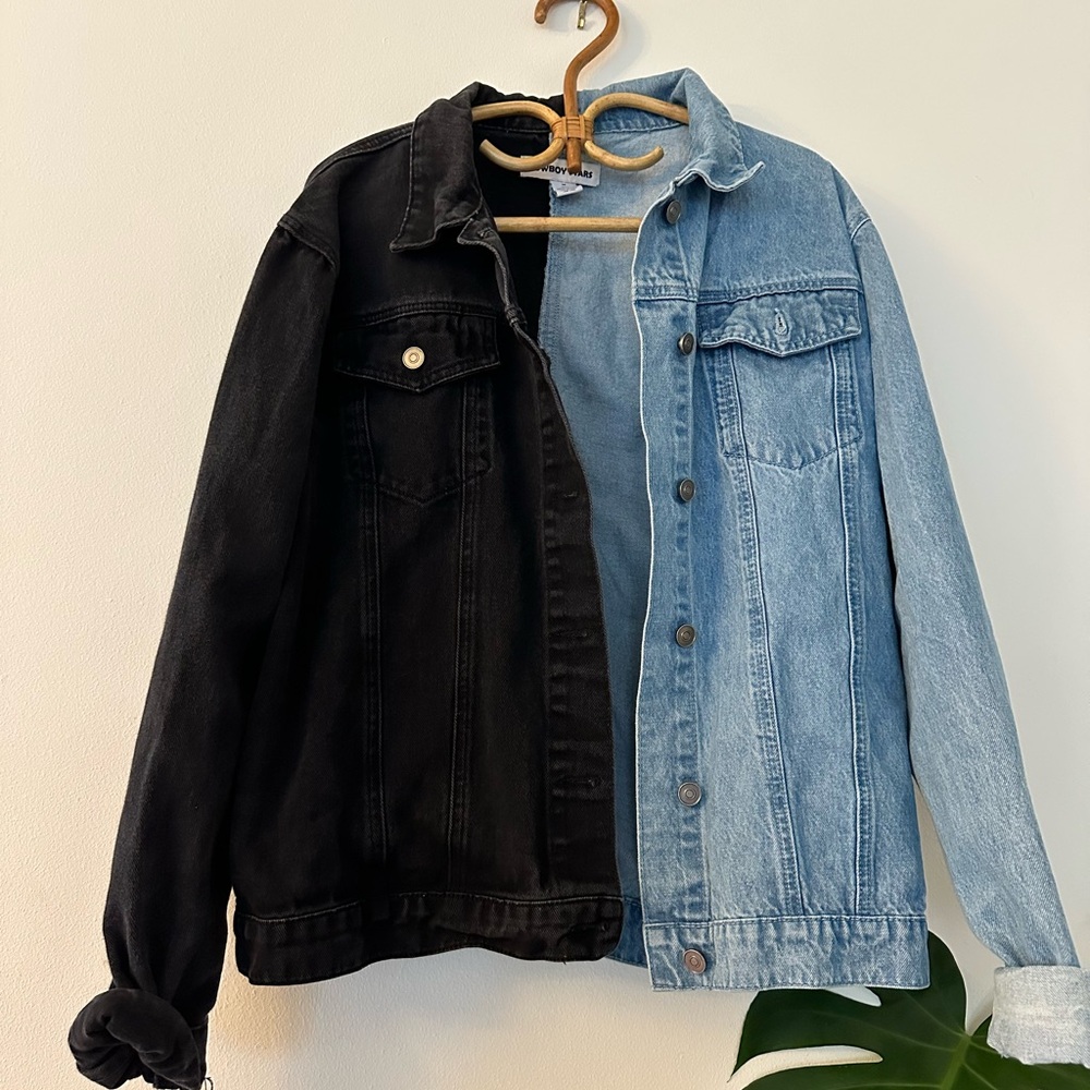 Two-Tone Black and Blue Jean Jacket